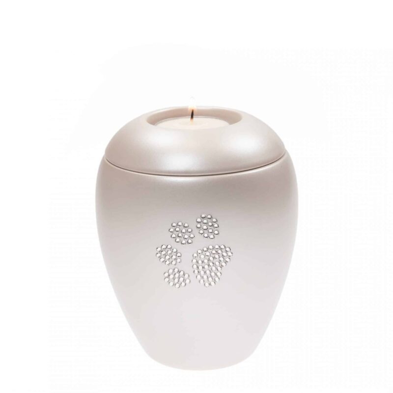 SWAROVSKI URNE WIT MET THEELICHT