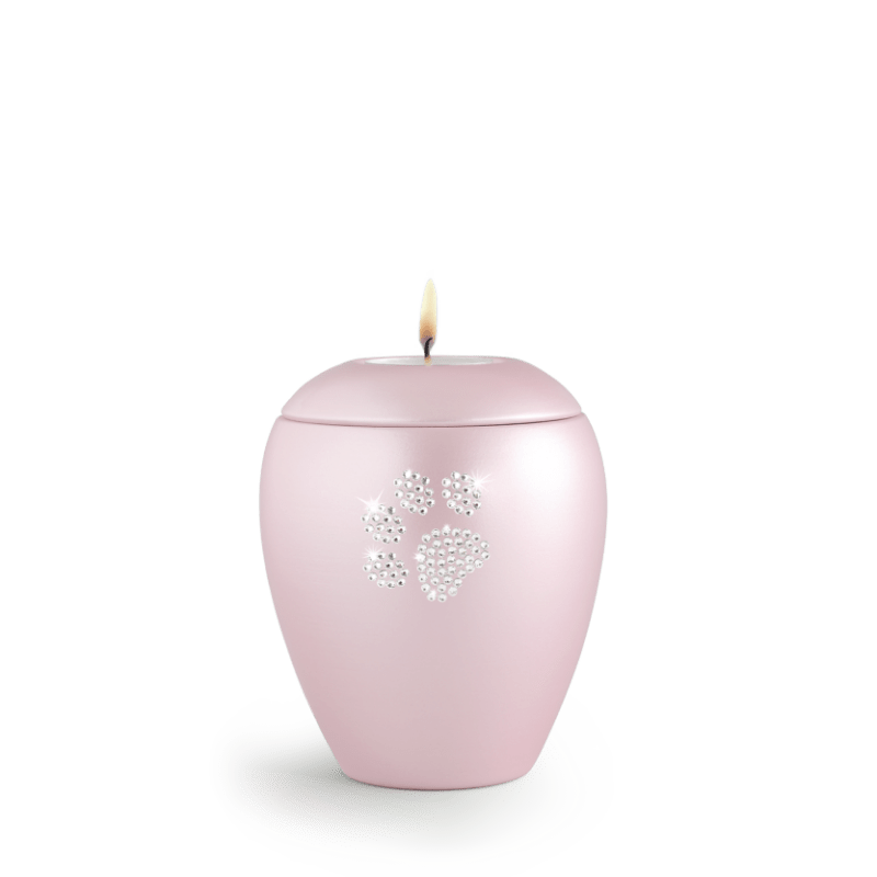 SWAROVSKI URNE ROZE MET THEELICHT