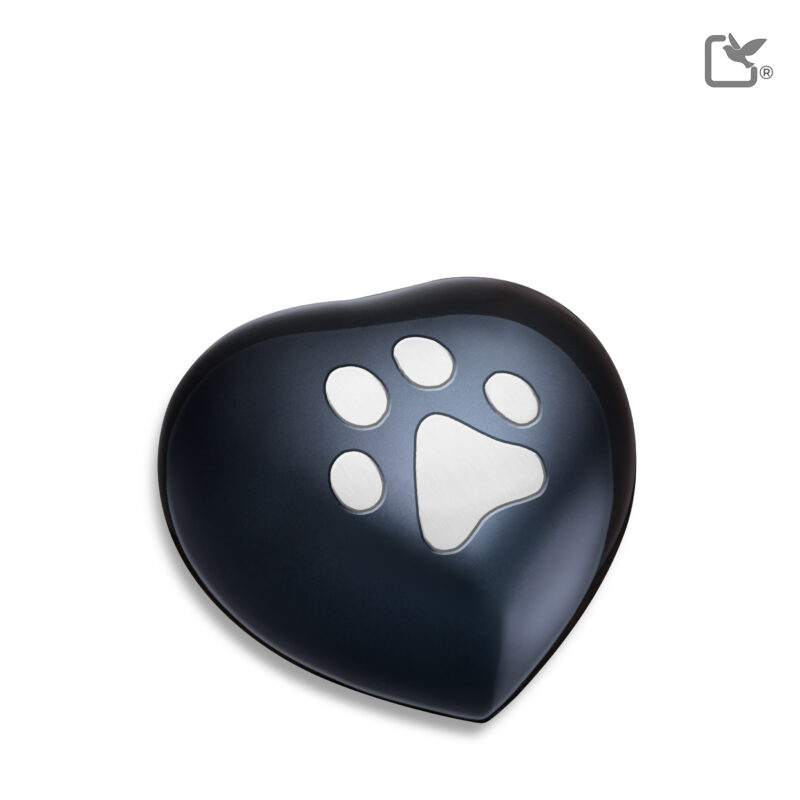 MU5 HARTJE ANTRACIET 1 GROTE ZILVEREN POOT