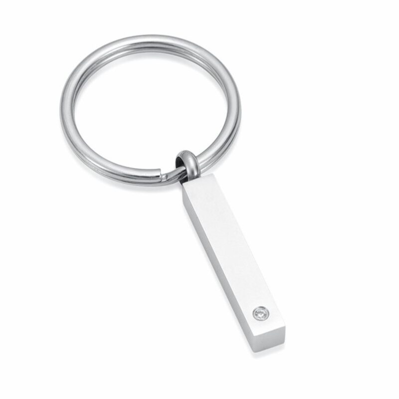 Sleutelhanger staafje met steentje - zilver