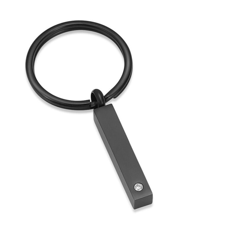 Sleutelhanger staafje met steentje - zwart